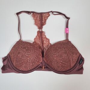 Victoria’s Secret PINK Women’s Push-Up Bra 34B Mauve Brown Lace Underwire